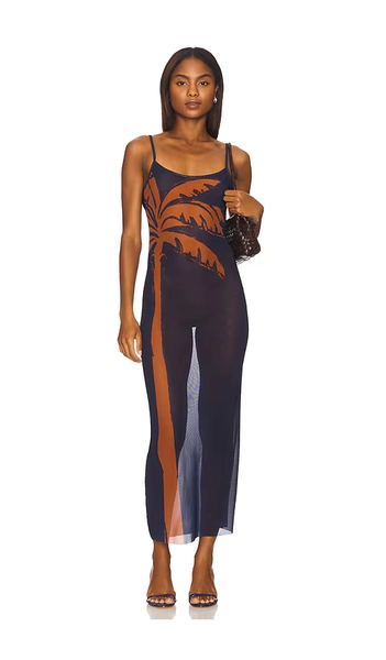 Mesh Scoop Maxi Slip Dress- Size med