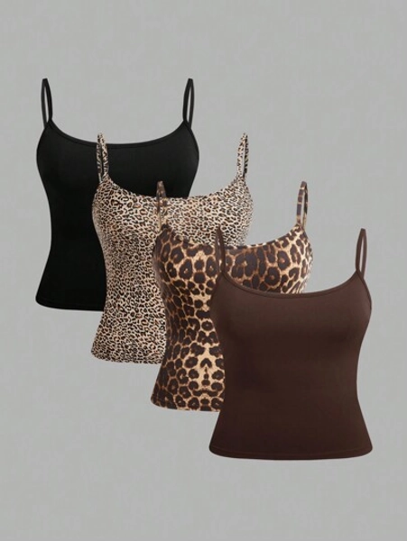 SHEIN EZwear Plus Size Casual Minimalist Multi-Color Tank Tops For Women, Suitable For Summer