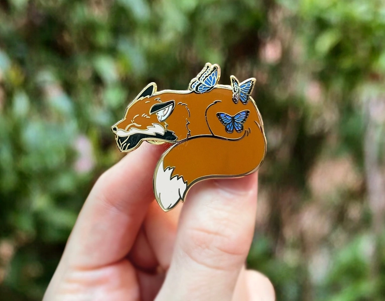 Anxiety & Peace Fox Enamel Pin Accessory