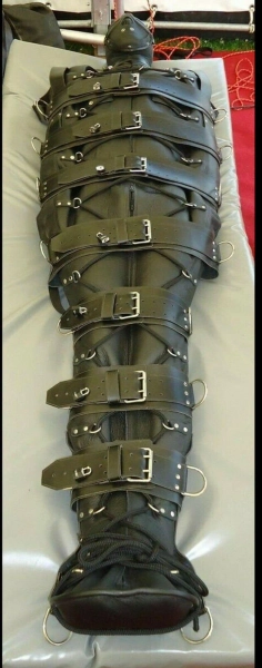 Real Cow Leather Sleep Sack with Hood – Full Body Enclosure with Adjustable Belts for Secure Fit