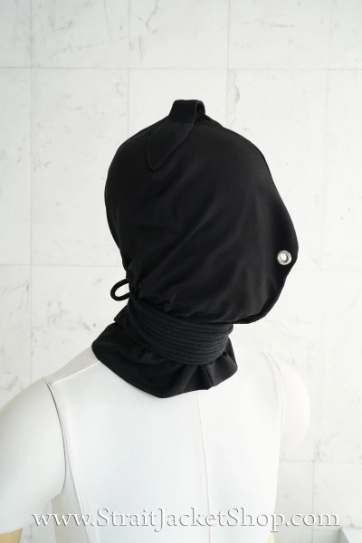 Black Bondage Hood - Straitjacket Heavy Duty Mask