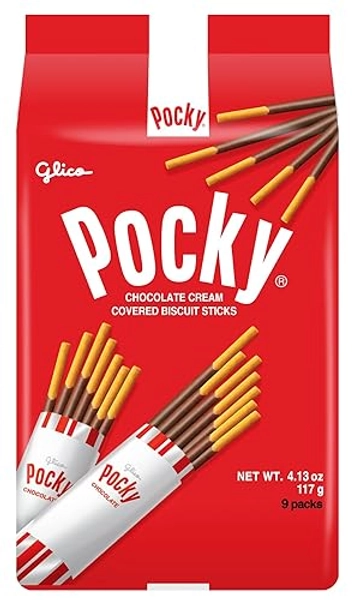Glico Pocky, Chocolate Cream Covered Biscuit Sticks (9 Individual Bags), 4.13 oz