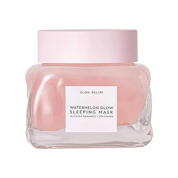 Glow Recipe Watermelon Glow Sleeping Mask, Travel-Size - Exfoliating, Hydrating + Anti-Aging Overnight Face Mask with AHA, Pumpkin Seed Extract + Hyaluronic Acid for Smooth Skin (30ml / 1oz)