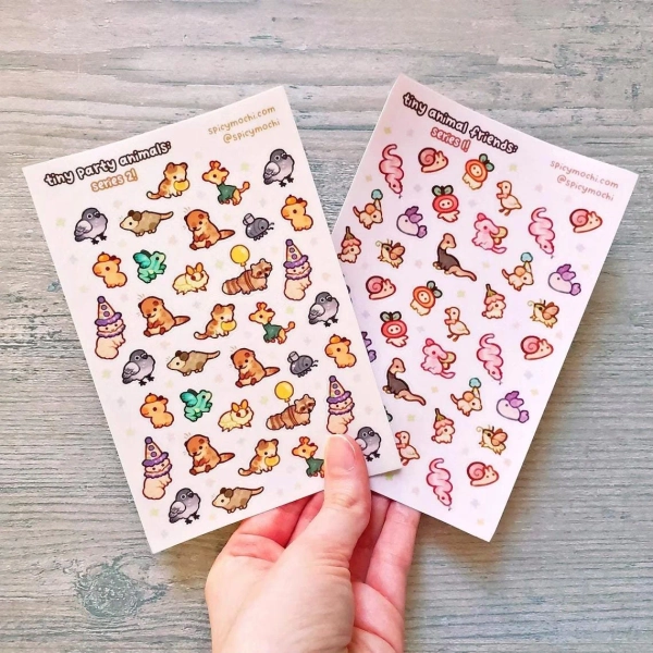 Tiny Animal Sticker Sheets / 4x6 Sticker Sheet of Small Cute Aesthetic Stickers for Journal Planners Notebook or Laptop