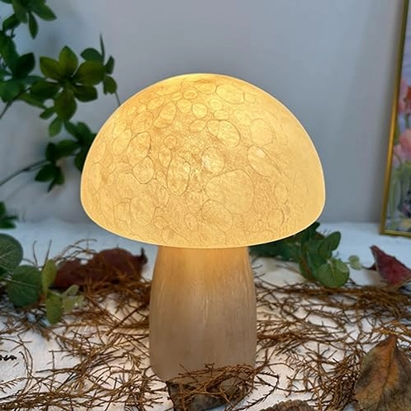 OKSANO Pilz Lampe Nachttischlampe Mit 3-Ton Licht Handgemachte Glas Pilz Dekoration Schlafzimmer Schlafsaal Kinderzimmer Wohnzimmer Küche deko lampe Pilz Lampe Tischleuchte