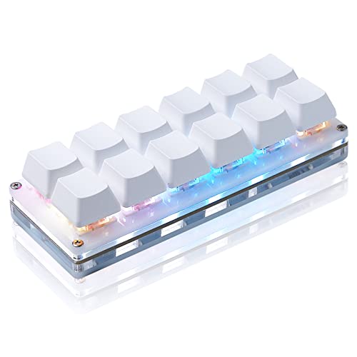 BTXETUEL Newhui 12 Key Mechanical Gaming Keyboard One Handed Keypad USB-C Wired OSU Keypad Programmable and Hot Swappable Keyboard. - white