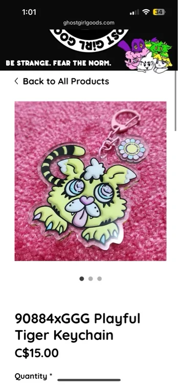 90884xGGG Playful Tiger Keychain