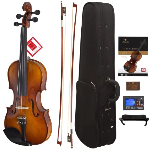 Cecilio CVN-300 Solidwood Ebony Fitted Violin with D'Addario Prelude Strings, Size 4/4 (Full Size) - 4/4 - CVN-300