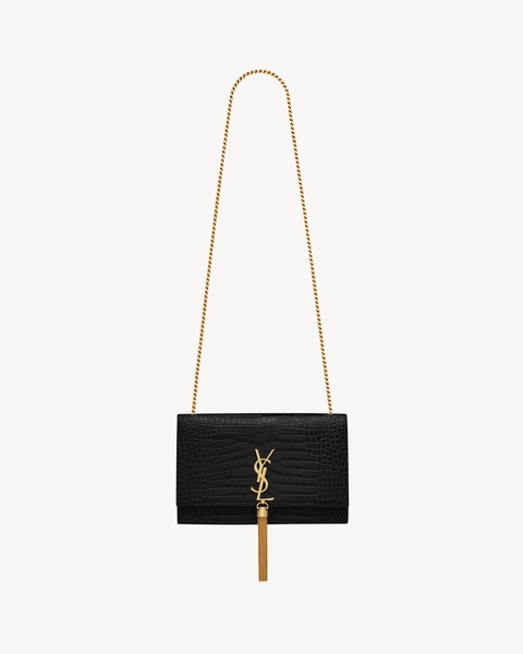 Yves Saint-Laurent Kate, Medium Tassel in Crocodile-Embossed Leather