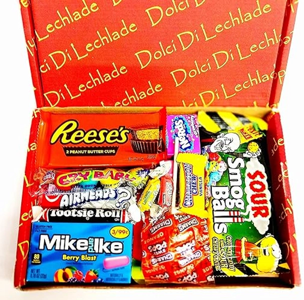 American Sweets Gift Box - Dolci Di Lechlade - Candy USA Chocolate Sweet Pick & Mix Snacks Gums Birthday Reeses Nerds Hamper Secret Santa Christmas Stocking Filler Present