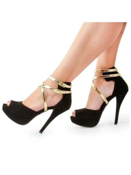 Sandália Feminina Meia Pata Salto Alto Fino P102