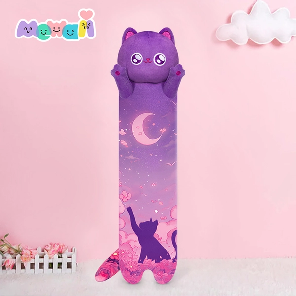 MeWaii® Loooong Family Original Design Purple Moon Cat Plush Long Stuffed Animal Kawaii Plush Pillow Squishy Toy