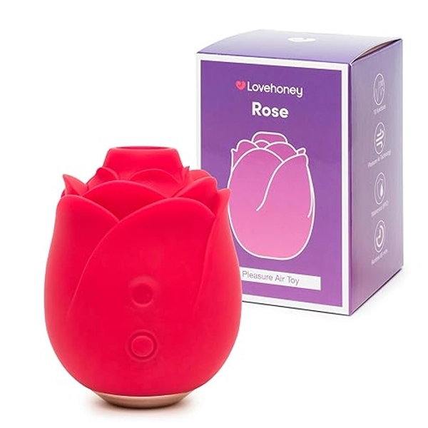 Lovehoney Rose Clitoral Sucking Toy - Clit Stimulator with 6 Suction Speeds - Womens Waterproof Sucker Vibrator - Rechargeable Vibrating Adult Sex Toys Gifts for Women and Couples