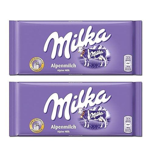 Milka Alpenmilch Alpine Milk Chocolate, 100g (Pack of 2)