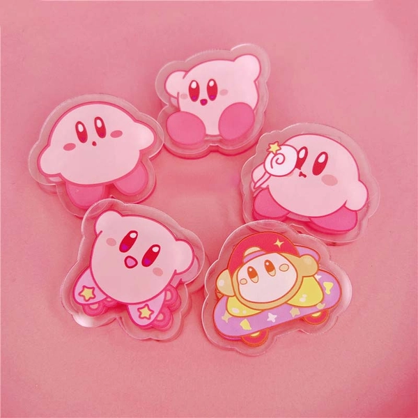 5PCS Kirby Clips Cute Binder Clips Pink Kirby Paperclips Acrylic