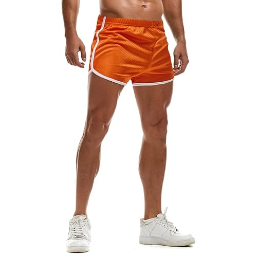 AIMPACT Mens Running Shorts Breathing Workout Gym Booty Short Shorts Sexy - X-Large - Orange