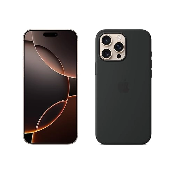 Apple iPhone 16 Pro Max (512 Go) - Titane Sable + Coque Transparente avec MagSafe - Noir
