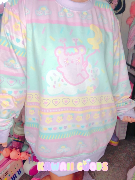 Kawaii Pastel Shooting Star Emotion Bear Fairy Kei Sweater - Etsy Lithuania
