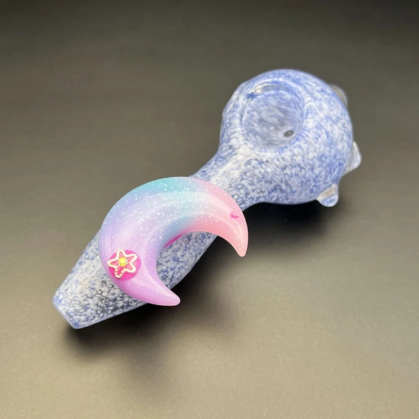 Crescent Glass Pipe Moon 4"- Beautiful Girly Pipes - Cute Smoking Bowl with Gift Box