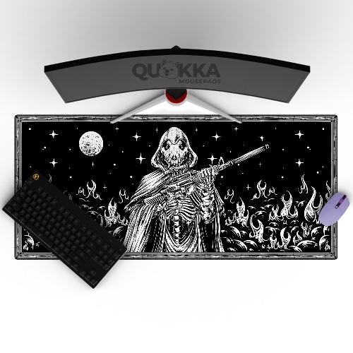 Epic Skull Tactical Reaper Design Mousepad Deskmat - 60x30cm / 3mm / Black Stitched