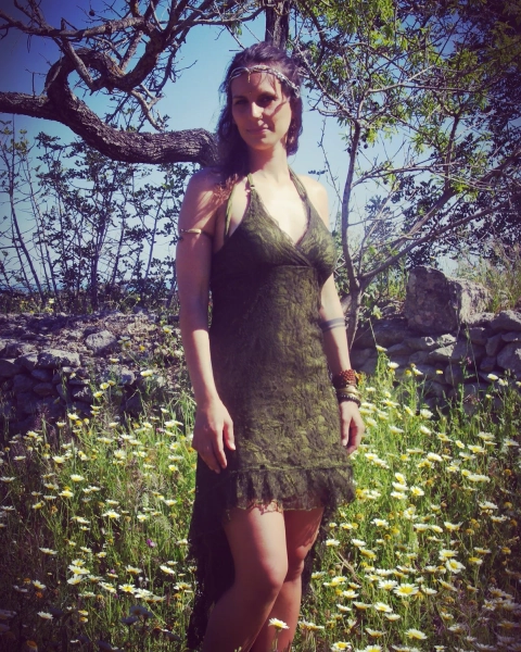 Green Lace Goddess Dress, High to Low Dress, Prom Dress, Fairy Dress, Festival Dress, Burning man Dress, Open Back Dress, Elegant Sexy Goa