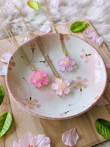 Sakura Flower Resin Necklace