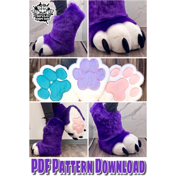Slim Digigrade Fursuit Feetpaw Indoor and Outdoor Pattern [PDF DOWNLOAD]