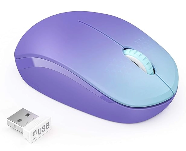 seenda Wireless Mouse, 2.4G Noiseless Mouse with USB Receiver Portable Computer Mice for PC, Tablet, Laptop, Notebook Chromebook - Gradient Purple