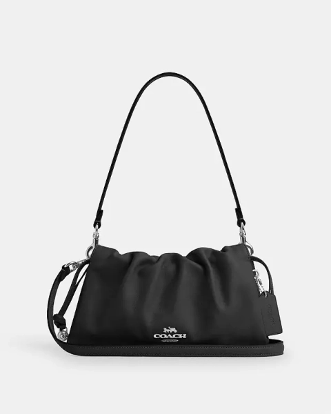 Silver/Black Faye Shoulder Bag With Ruching