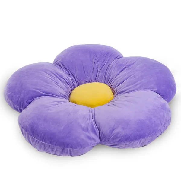 Butterfly Craze Medium Purple Daisy Pillow: Flower-Shaped Lounge Pillow, Seating Cushion - Room Decor, Aesthetic for Teens & Kids; Machine-Washable Plush Microfiber, 20” Diameter - Purple Medium (Pack of 1)