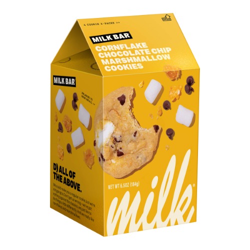 MILK BAR Chocolate Chip Cookie with Gooey Marshmallow and Crunchy Cornflakes, 4 individually wrapped packs of two cookies each - Cornflake