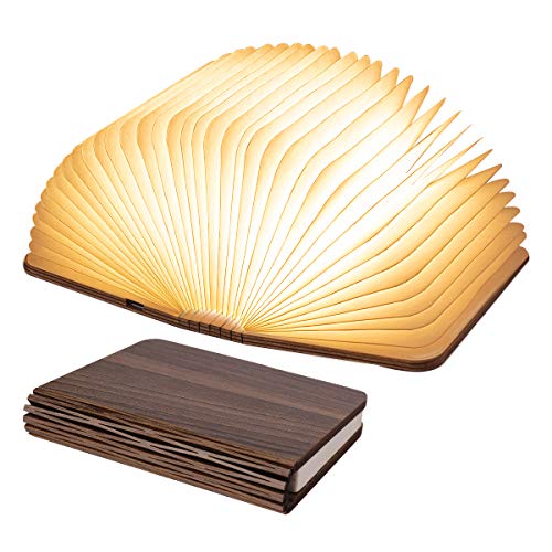 Small Folding Book Lamp,LED Paper Lantern with USB Rechargeable Night Light,Grey Maple (Size 5.7×4.3×1in), XIU014 - Grey Maple