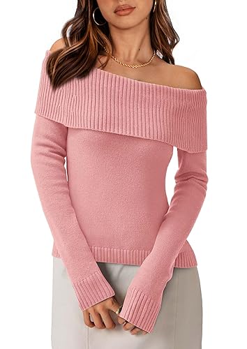 PRETTYGARDEN Off-Shoulder Sweater - Pink