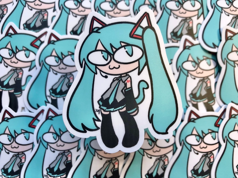 Hatsune Neko Sticker - 3" Matte Vinyl Sticker