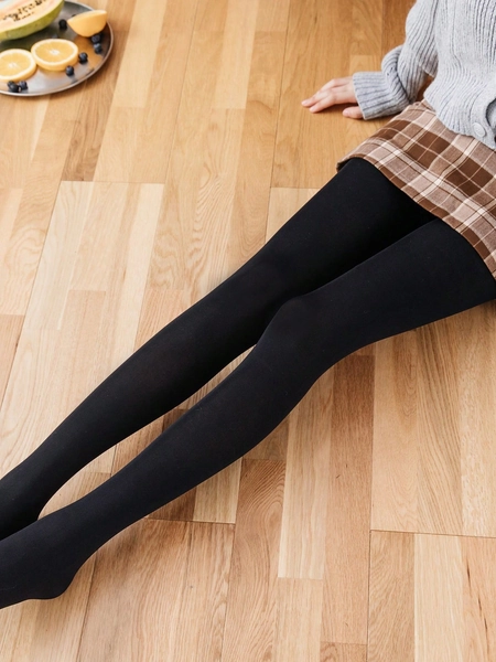 1pc 60g Women Solid Color Lightweight, Soft And Tight Leggings, Breathable Stylish For Daily Wear In Spring And Autumn