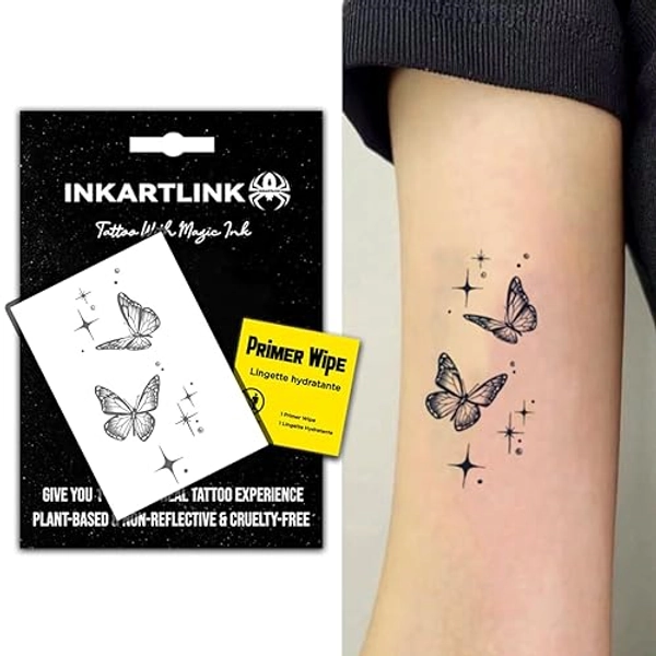 INKARTLINK Semi Permanent Tattoo, realistic butterfly temporary tattoo, suitable for sweet girls, waterproof and non-reflective, exquisite packaging, unique design (Butterfly 5)