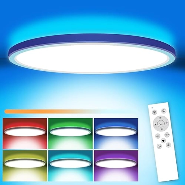 MILFECH 24W LED Deckenleuchte Dimmbar mit Fernbedienung, Deckenlampe RGB Farbwechsel 3200LM IP54 Rund für Schlafzimmer Kinderzimmer Küche Wohnzimmer, 3000K-6000K, Rgb+kaltweiß+warmweiß