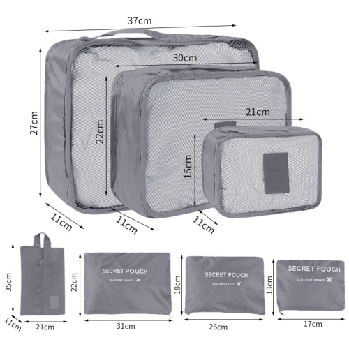 7 PCS Suitcase Organizer Bags Set - Gray