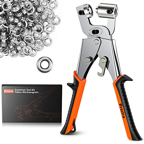 10MM Pince a Oeillet Magnétique, Kit D'œillets Argentés Preciva avec Dispositif de Verrouillage, 500 œillets, Acier 45# Bien Construit, Convient aux Bannières en PVC, aux Bâches, aux Cartons, etc. - 10MM Pince Oeillet