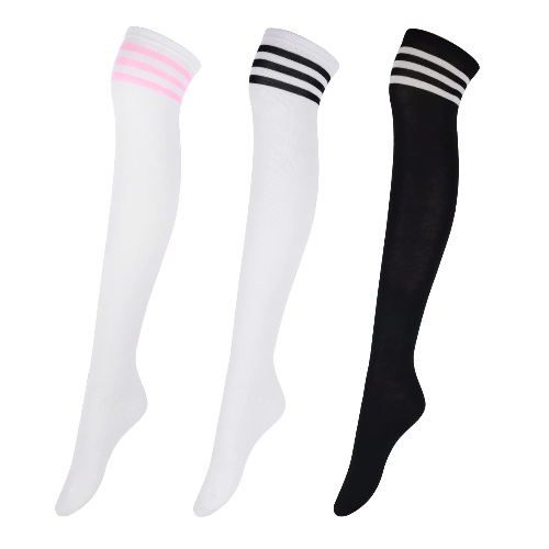 Intgoodluckycc Thigh High Socks for Women, Long Knee High Socks, Cute Womens Over The Knee Socks Stockings - 3 Pairs, Mixed Colors 1