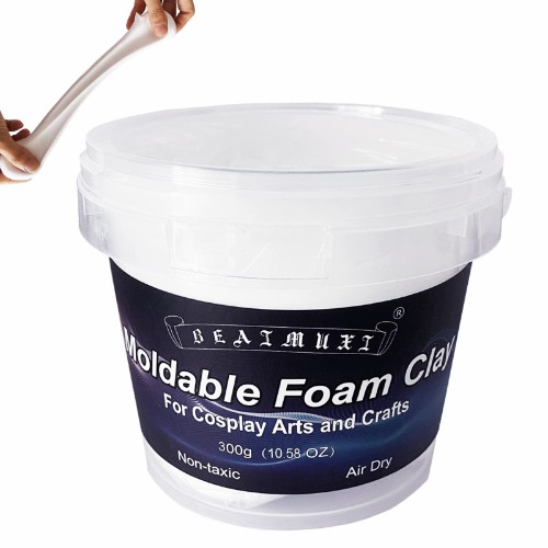 Foam Clay Cosplay Moldable Air Dry Foam Clay Craft Lightweight Sculpting Foam for Costumes Sanding Cosplay (300g, White) - 500g White