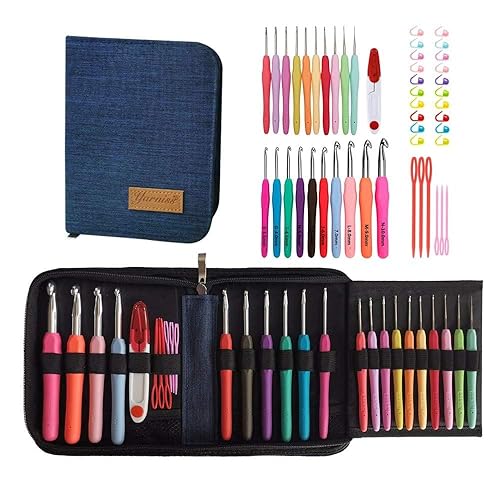 Yarniss 20 Sizes Crochet Hooks 0.5mm-10mm, Ergonomic Crochet Hooks Set with Case for Arthritic Hands - 20 Size (0.5~10.0mm)