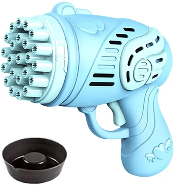 QINGBAO 23 Holes Bubble Machine for Kids, Fan Bubble Maker Bubble Blower Automatic Bubble Machine Toy for Kids Ages 4-8 Boys Girls Birthday Gift (Blue)