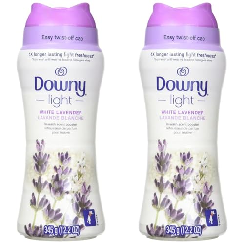 Downy Light Laundry Scent Booster Beads for Washer, White Lavender, 12.2 oz, with No Heavy Perfumes (Pack of 2) - 12.2 Ounce (Pack of 2)