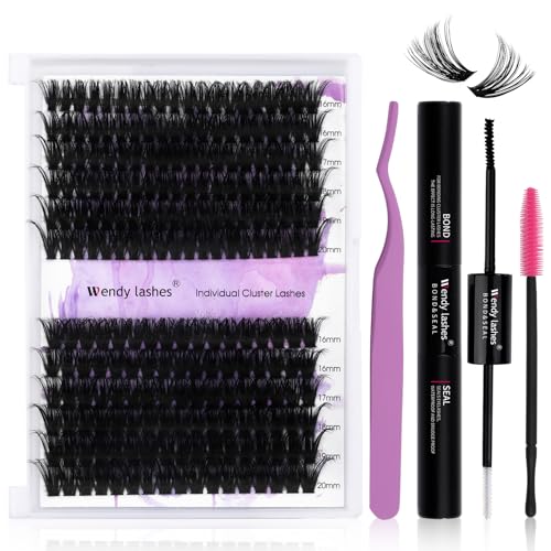 DIY lash Extension Kit 60D+80D Lash Cluster Kit with 240 PCS C/D Curl 16-20mm Mixed,Individual Lashes Clusters Lash Band and Seal Cluster Lash Applicator Individual Lashes Kit(60P/80P D16-20mm Kit) - 60/80P D Kit - 16-20mm