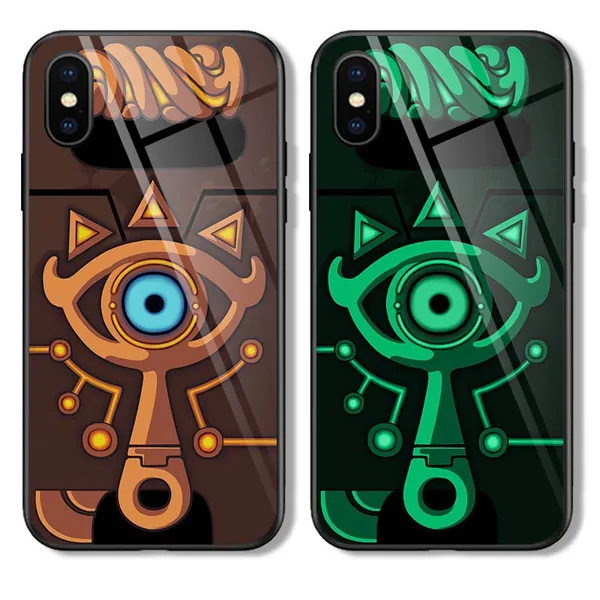 Glow in the Dark Sheikah Slate Phone Case BotW Triforce Hylian Shield Master Sword Zelda iPhone Case Samsung Case - Tempered Glass / A