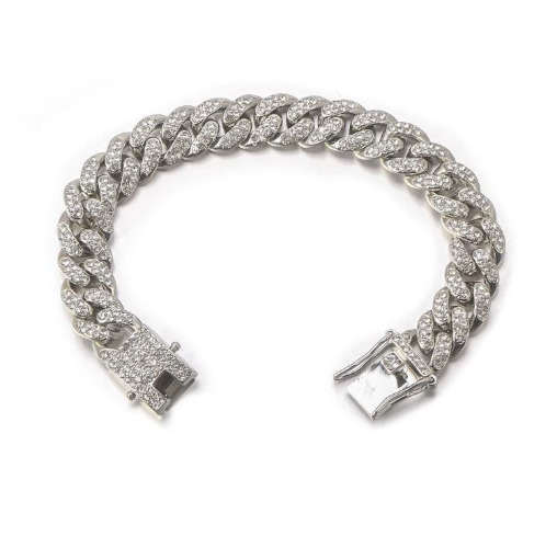 Silver CZ Miami Cuban Link Bracelet