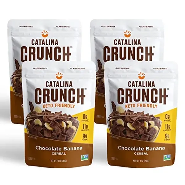 Amazon.com: Catalina Crunch Chocolate Banana Keto Cereal 4 Pack (9oz Bags) | Low Carb, Sugar Free, Gluten Free | Keto Snacks, Vegan, Plant Based Protein | Breakfast Protein Cereals | Keto Friendly Food