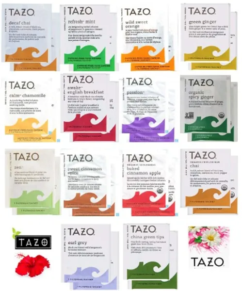 Tazo Tea Bags Sampler Assortment Variety Pack Gift Box - 42 Count - 14 Different Flavors Perfect Variety – Passion Fruit, Awake English Breakfast, Early Grey, Green, Herbal, Chai Tea and more … - 