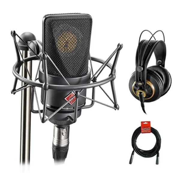 Neumann TLM 103 Condenser Microphone Mono Set (Black) with AKG K 240 Studio Pro Headphones & XLR Cable Bundle - 